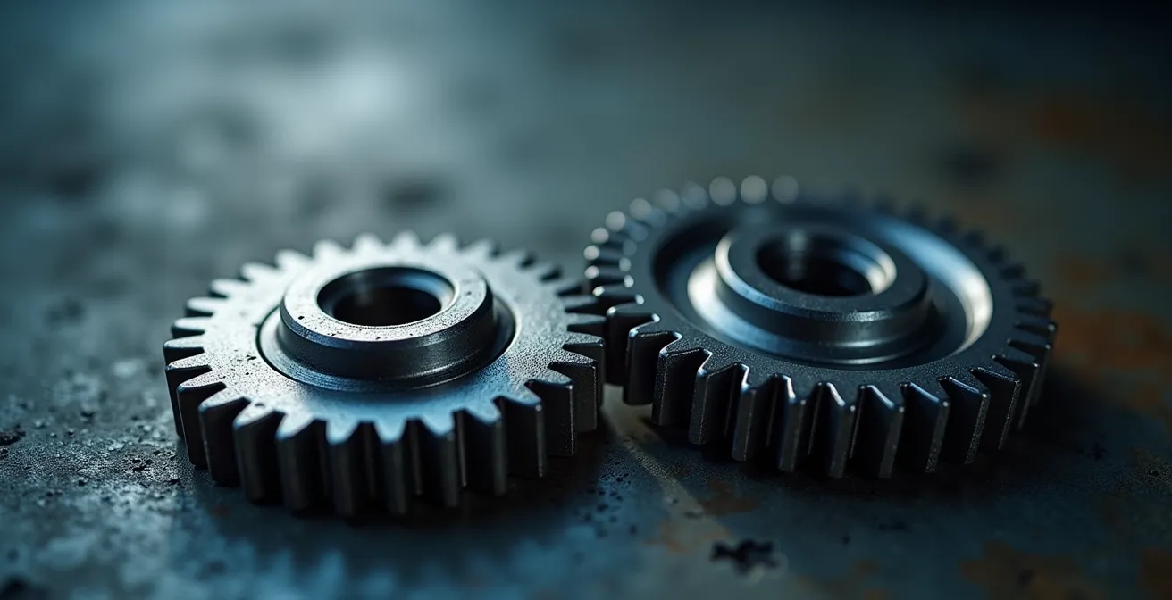 Vue symbolique d'engrenages interconnectés représentant la mutualisation