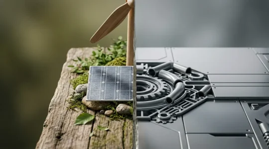 Scène symbolisant la quête d'authenticité dans l'électricité verte face aux fausses promesses environnementales
