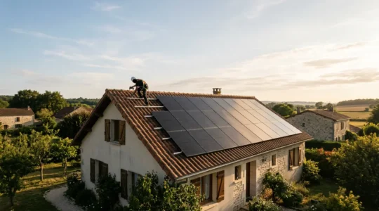 Installation professionnelle de panneaux solaires photovoltaïques sur toiture résidentielle en France