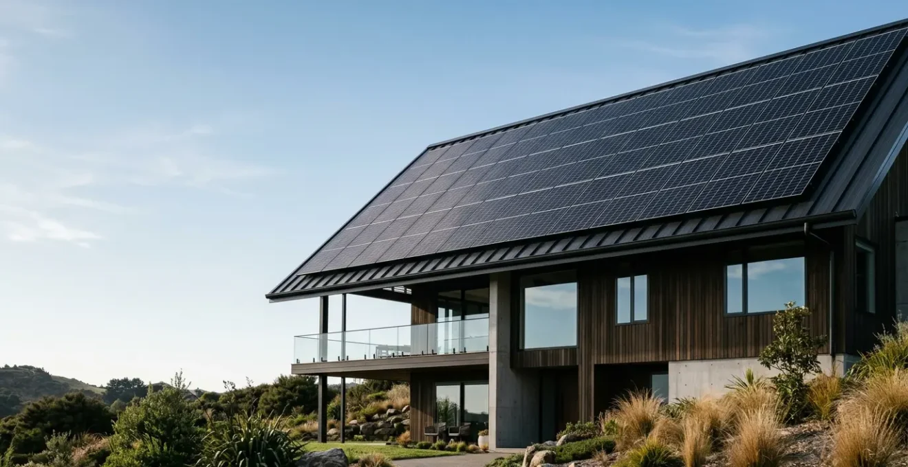 Installation de panneaux solaires photovoltaïques sur une toiture avec tableaux de bord de performance et indicateurs de rentabilité